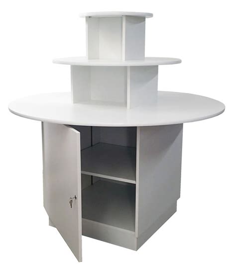 Three Tier Round Display Table With Storage Fixture Case Storage