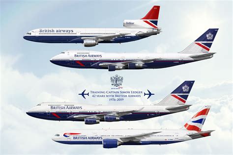 Three British Airways Planes Flying In The Sky