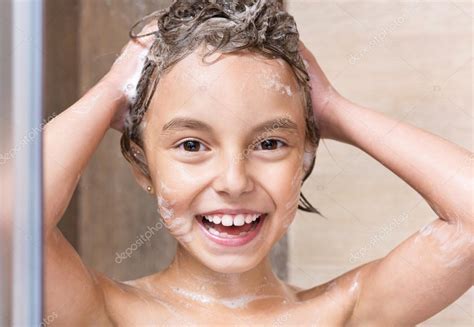 Little Girl Washing Head In Shower Stock Photo By ©valiza 105346500
