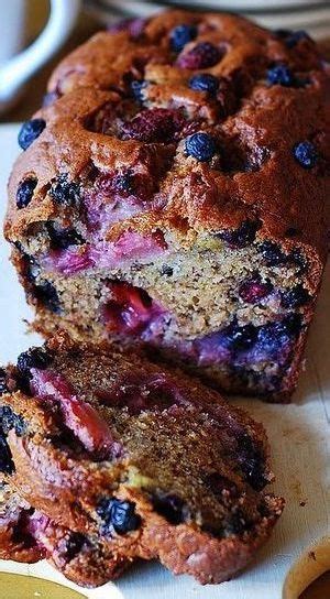 Very Moist Banana Bread With Blueberries And Strawberries In 2020