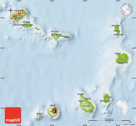 Physical Map Of Cape Verde Lighten