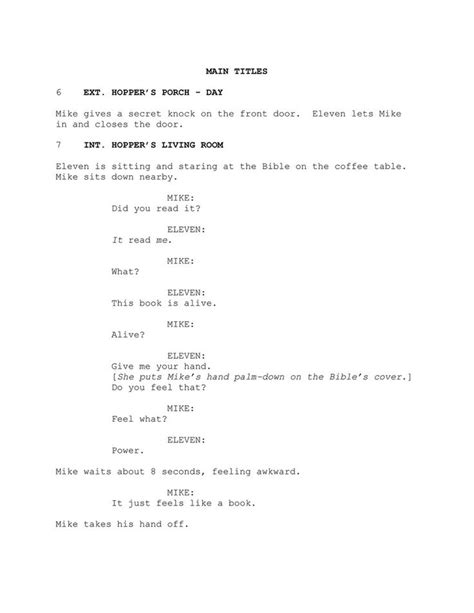 Stranger Things 3 Script Page 4 Created With In 2022