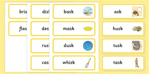 Word Final SK And SC Phonics Word Cards Literacy Resource