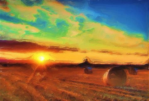 Sunset Field Painting By Em Shafer Fine Art America