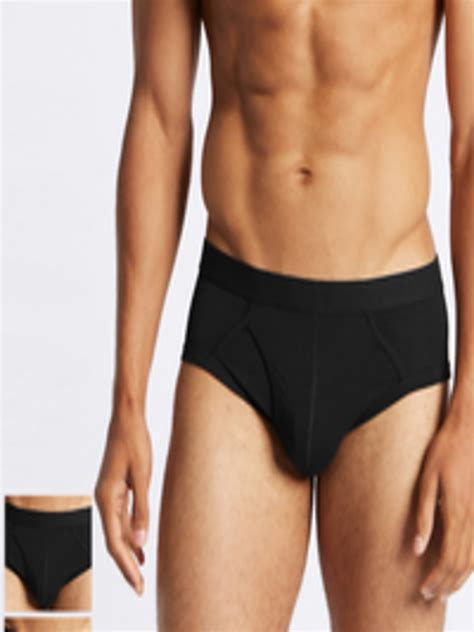 Buy Marks And Spencer Men Pack Of 4 Black Cool And Fresh Cotton Stretch Briefs Briefs For Men
