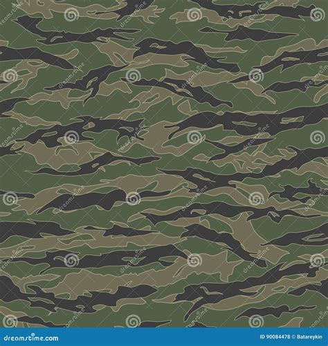 Classic Tiger Stripe Camouflage Seamless Patterns Stock Vector