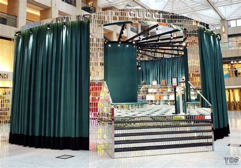 Green Curtains Jewelry Showcases Store Windows Gucci Fashion Atrium
