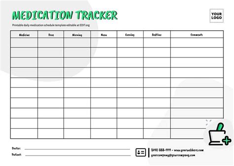 Editable Templates To Create Medication Trackers