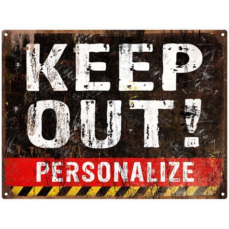 Keep Out Warning Personalized Metal Sign at Retro Planet
