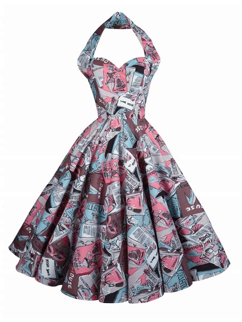 1950s Halterneck Dress Cover Girl Pink By Vivien Of Holloway