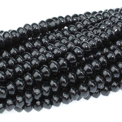 Black Onyx 6mm Rondell Black Gemstone Beads