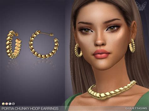 Sims 4 — Portia Chunky Hoop Earrings By Feyona — Chunky Hoop Earrings
