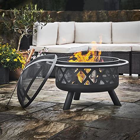 Teamson Home Large 76cm Garden Round Wood Burning Fire Pit Outdoor