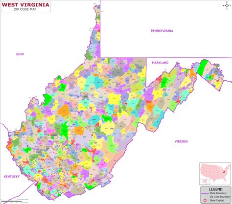 West Virginia County Zip Codes Map