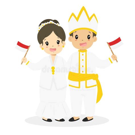 Indonesian Children Wearing North Sulawesi Traditional Vector Stock