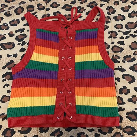 Lazy Oaf Rainbow Crop Tank Top Has Corseting On The Depop