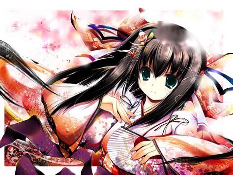 Download Japan Anime Girl In Kimono Wallpaper