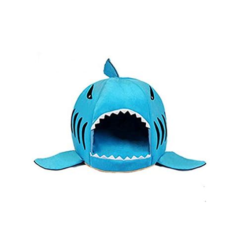 Cute Shark Pet House With Removable Bed Cushion Mat For Dogs And Cats