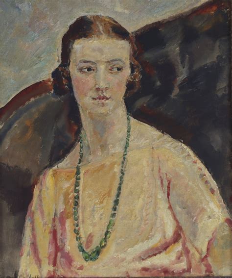 Dame Ethel Walker 1861 1951 Young Woman With Green Necklace Oil On