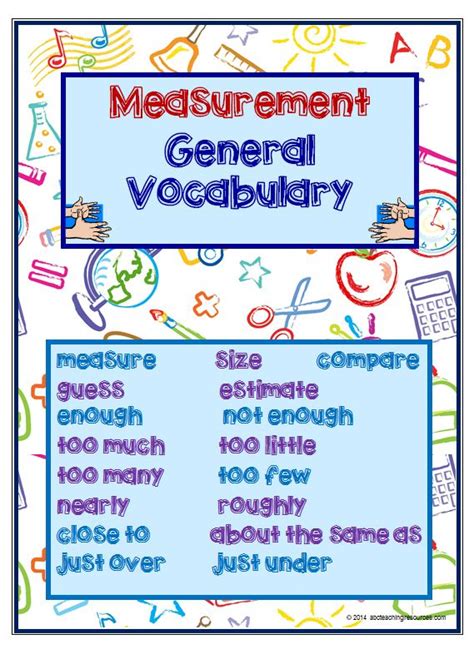 Maths Vocabulary Measurement Level 1 Vocabulary Math Vocabulary