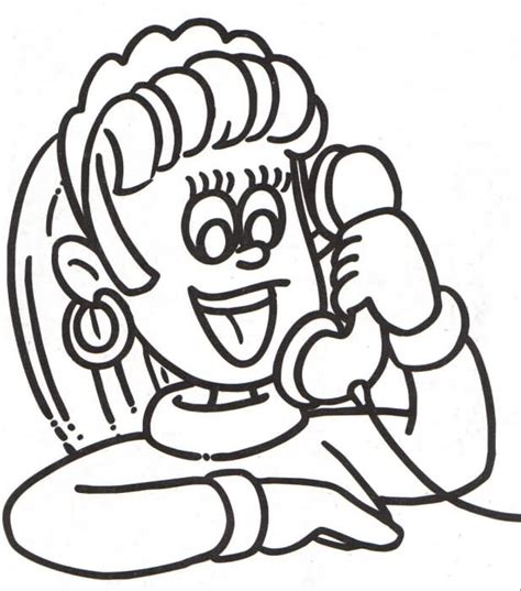 Desenho De Mulher Falando No Telefone Para Colorir Tudodesenhos