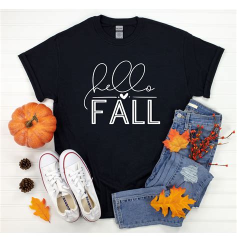 Hello Fall T Shirt Fall Tee Cute Autumn Shirt Cute Fall Etsy