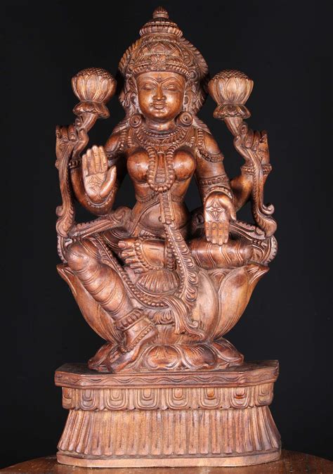 Sold Wood Varada And Abhaya Mudra Lakshmi Statue 30 Statue Wood