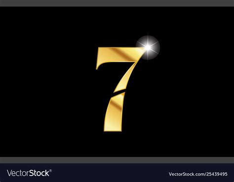 Number 7 Seven Gold Golden Metal Metallic Logo Vector Image