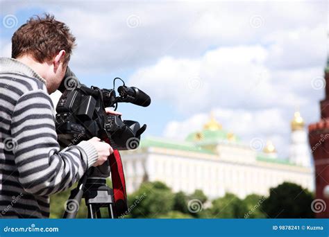 Cameraman Filming Stock Image Image Of Selective Media 9878241