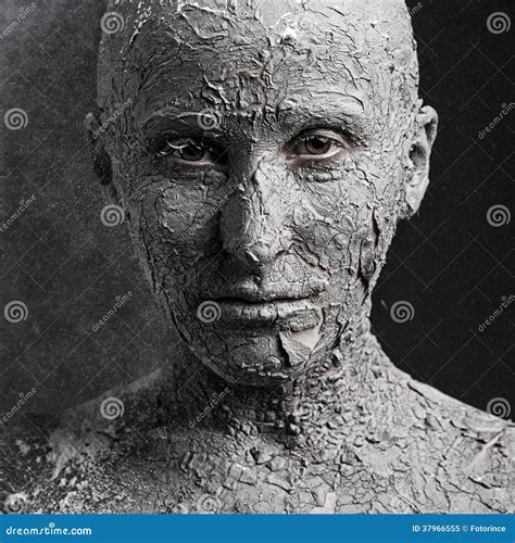 Scary Face With Cracked Skin Stock Image Image Of Eerie Cracked