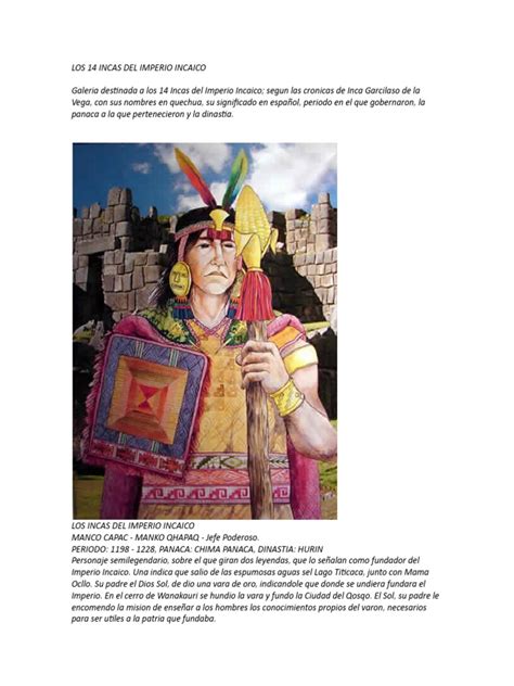 14 incas del imperio incaico pdf imperio inca pueblos indígenas de las américas