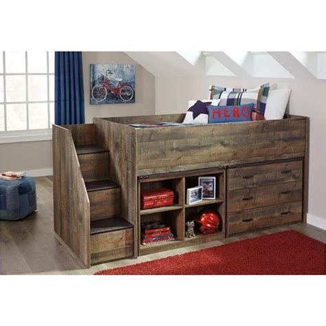 B446 68t Ashley Furniture Twin Loft Bed With Left Stair Storage