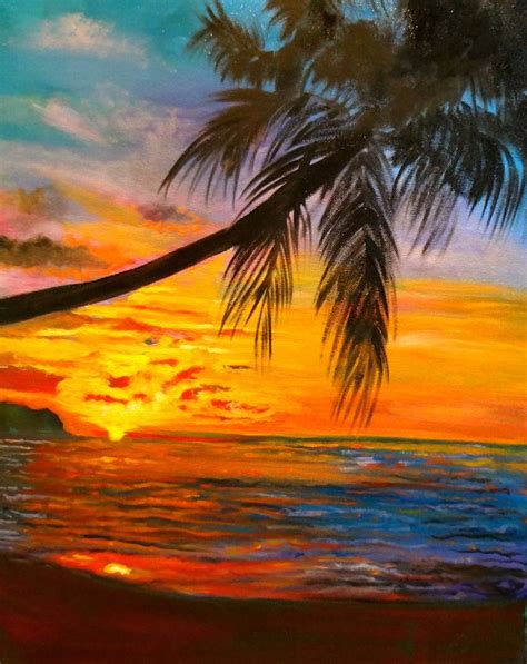 Sunset Painting With Palm Trees Ubicaciondepersonascdmxgobmx