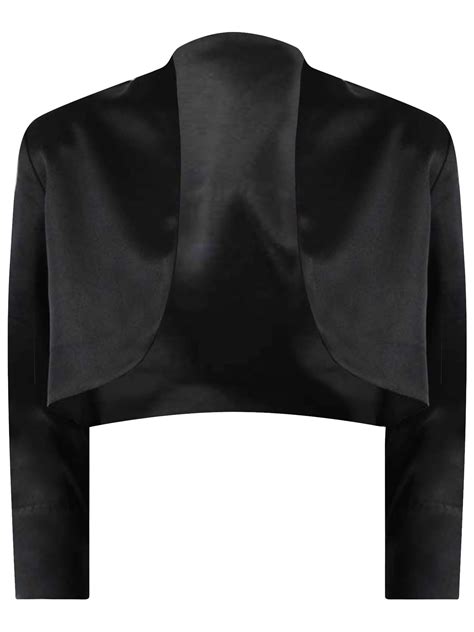 Black 34 Sleeve Satin Bolero Shrug Jacket Size X Small