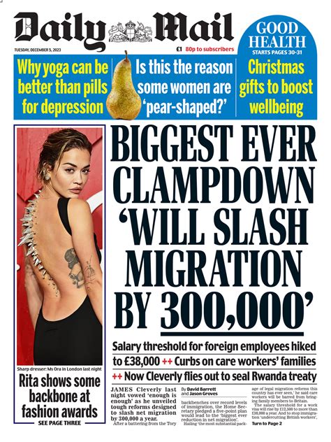 daily mail front page 5th of december 2023 tomorrow s papers today