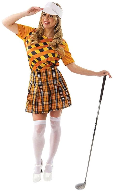 Female Golfer Costume Orange And Black Golf Costumes Golf Fancy Dress Costume