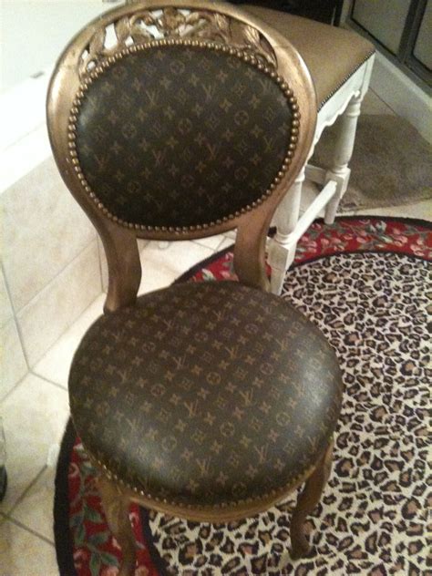 My Louis Vuitton vanity chair in my bathroom- LOVE IT!! I recovered the