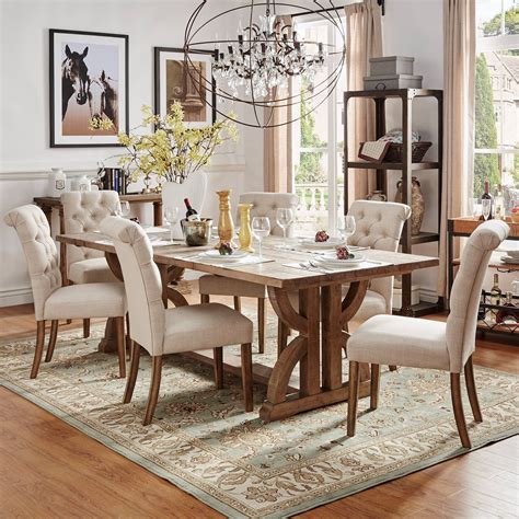 Infuse personality into your farmhouse dining room with punchy painted accent furniture, colorful curtains. Benchwright Premium Tufted Rolled Back Parsons Chairs (Set ...