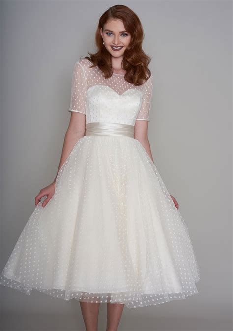 Classic 1950s Style Tea Length Wedding Dress Fairygothmother