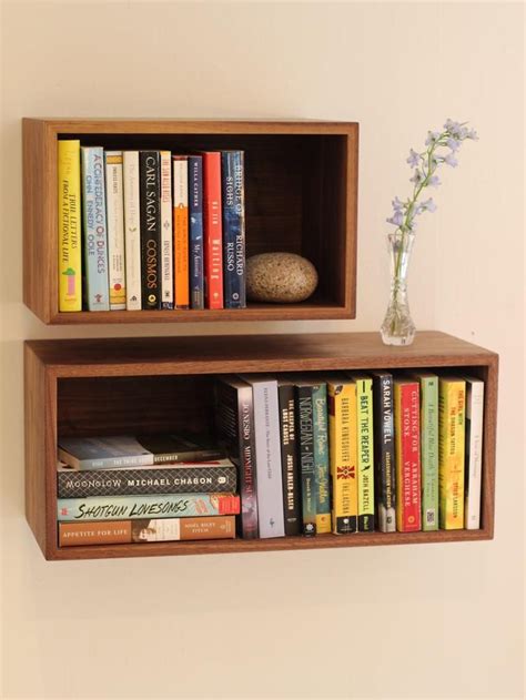 Floating Bookshelf Storage Cabinet Handmade In Solid Hardwood Etsy