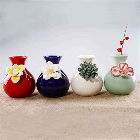 Finely Carved Flower Ceramic Vase Fashion Home Decoration Small Vase Beautiful Mini Vases In