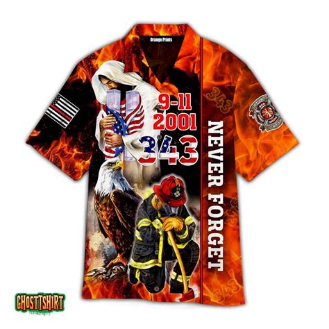 Firefighter God Jesus Bless 911 Day Never Forget Aloha Hawaiian Shirt