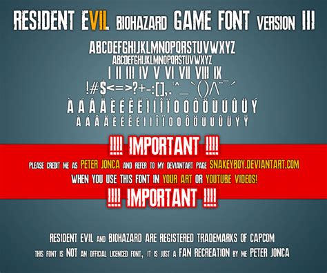 Resident Evil 7 Biohazard Game Font Version 3 By Snakeyboy On Deviantart