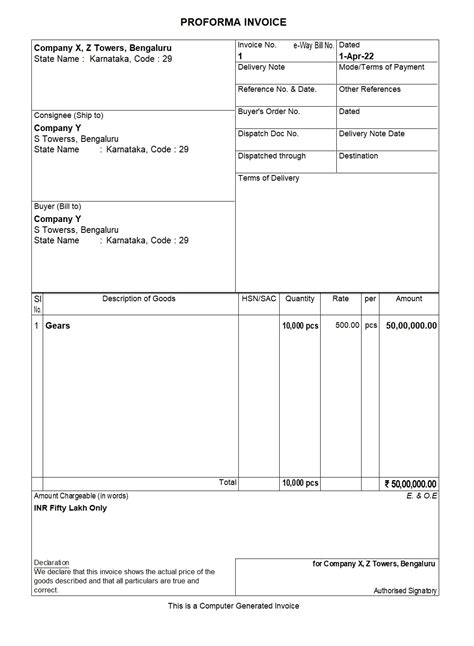Proforma Invoice Format Purpose Examples Tally Solutions The