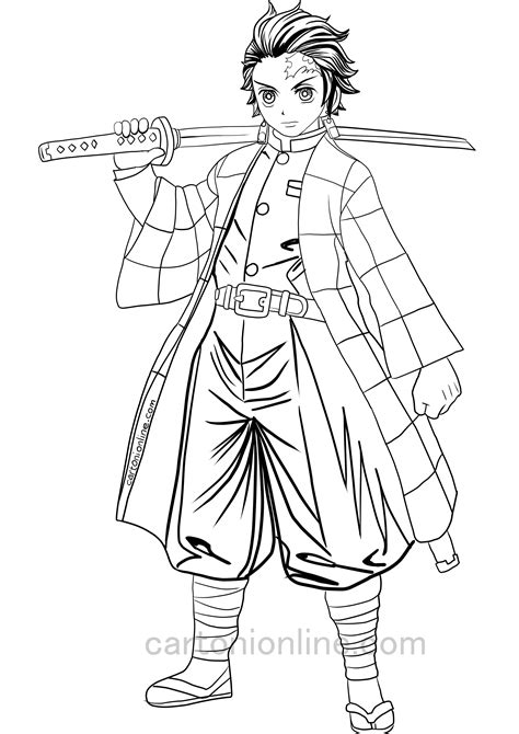 Https://tommynaija.com/coloring Page/tanjiro Demon Slayer Coloring Pages