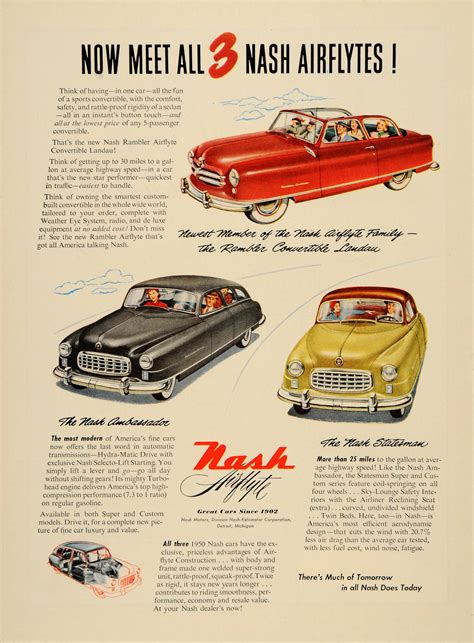1950 Ad Nash Airflyte Ambassador Statesman Rambler Original Advertis