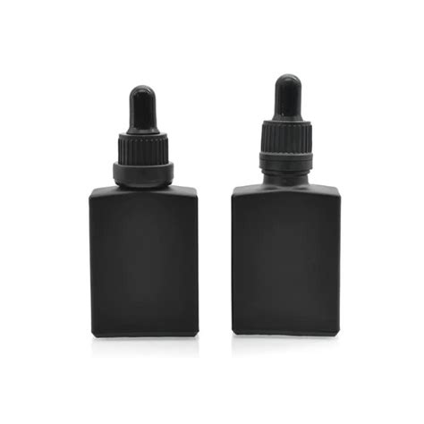 Empty 30ml Glass Dropper Bottles Matte Black 30ml Rectangle Serum