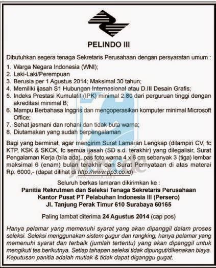 Pengelolaan sdm berbasis kompetensi dan kinerja diterapkan pada tahap input (rekrutmen), tahap proses website pt pelabuhan indonesia i (persero) adalah www.pelindo1.co.id, disajikan dalam dwibahasa (bilingual). Pendaftaran Rekrutmen Pt Pelindo 1 / Undangan Seleksi ...