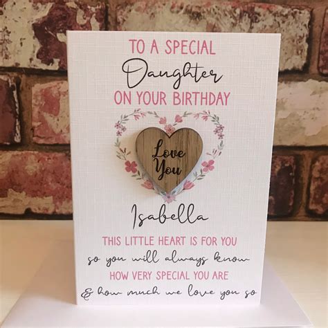 Personalised Daughter Birthday Card With Keepsake Heart Etsy Uk