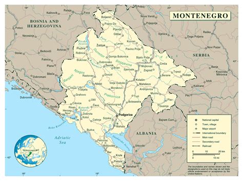 Large detailed political map of Montenegro with cities | Montenegro